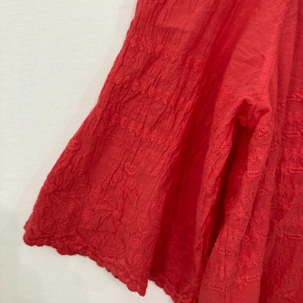 Solitaire 1x Red Embroidered Textured Flare Sleev… - image 3